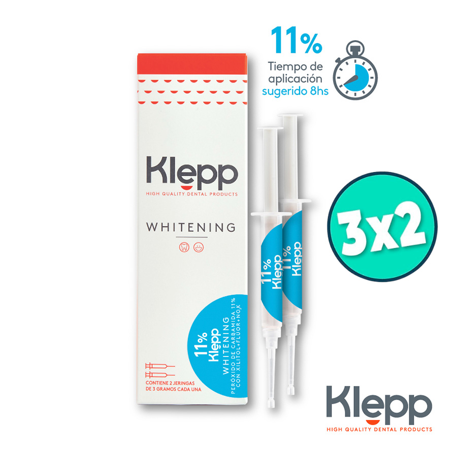 3x2 Klepp Whitening Gel Blanqueador 11% 2 jgas. (3 g. c/u) Menta - Imagen 1